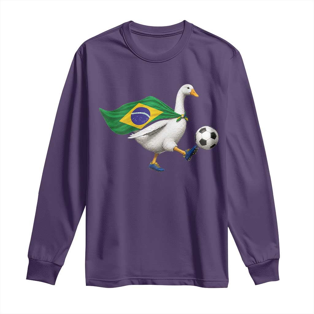 Brazil Soccer Goose Long Sleeve Shirt Brazilian Flag Patriotic Football Fan Graphic