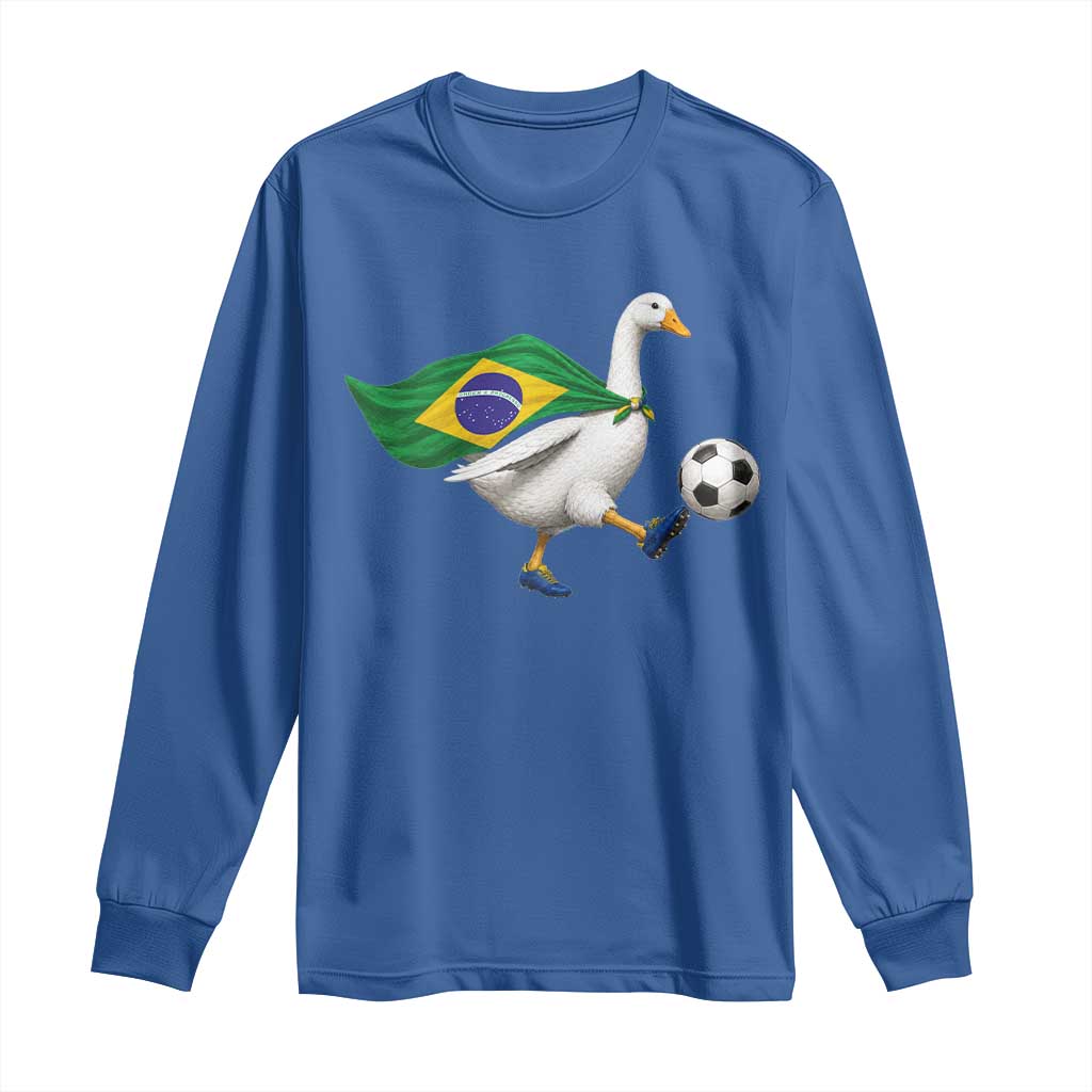 Brazil Soccer Goose Long Sleeve Shirt Brazilian Flag Patriotic Football Fan Graphic