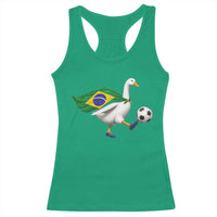 Brazil Soccer Goose Racerback Tank Top Brazilian Flag Patriotic Football Fan Graphic