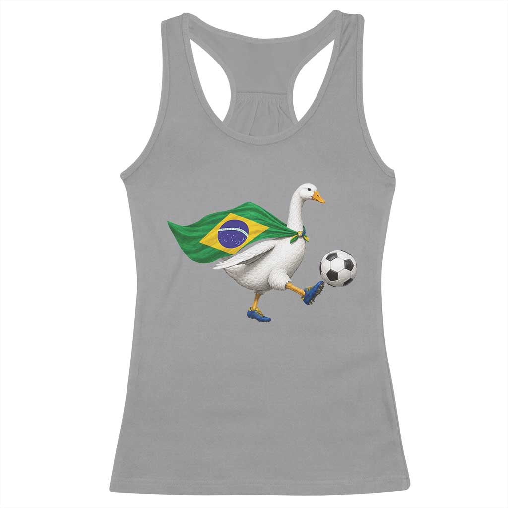 Brazil Soccer Goose Racerback Tank Top Brazilian Flag Patriotic Football Fan Graphic
