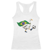 Brazil Soccer Goose Racerback Tank Top Brazilian Flag Patriotic Football Fan Graphic
