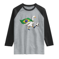 Brazil Soccer Goose Raglan Shirt Brazilian Flag Patriotic Football Fan Graphic