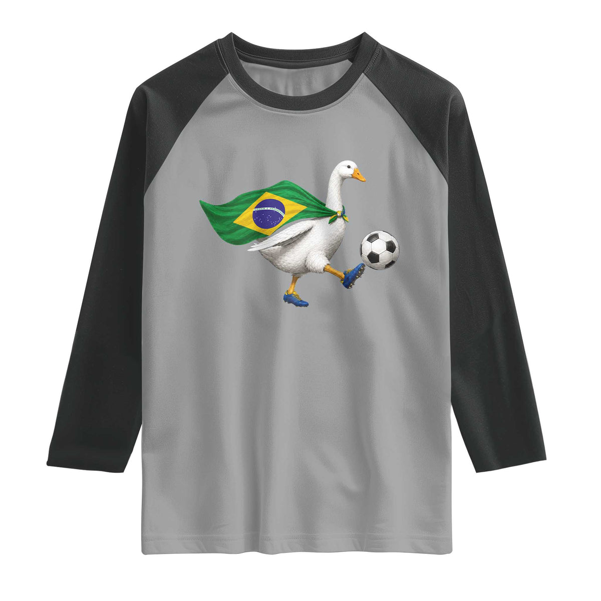 Brazil Soccer Goose Raglan Shirt Brazilian Flag Patriotic Football Fan Graphic