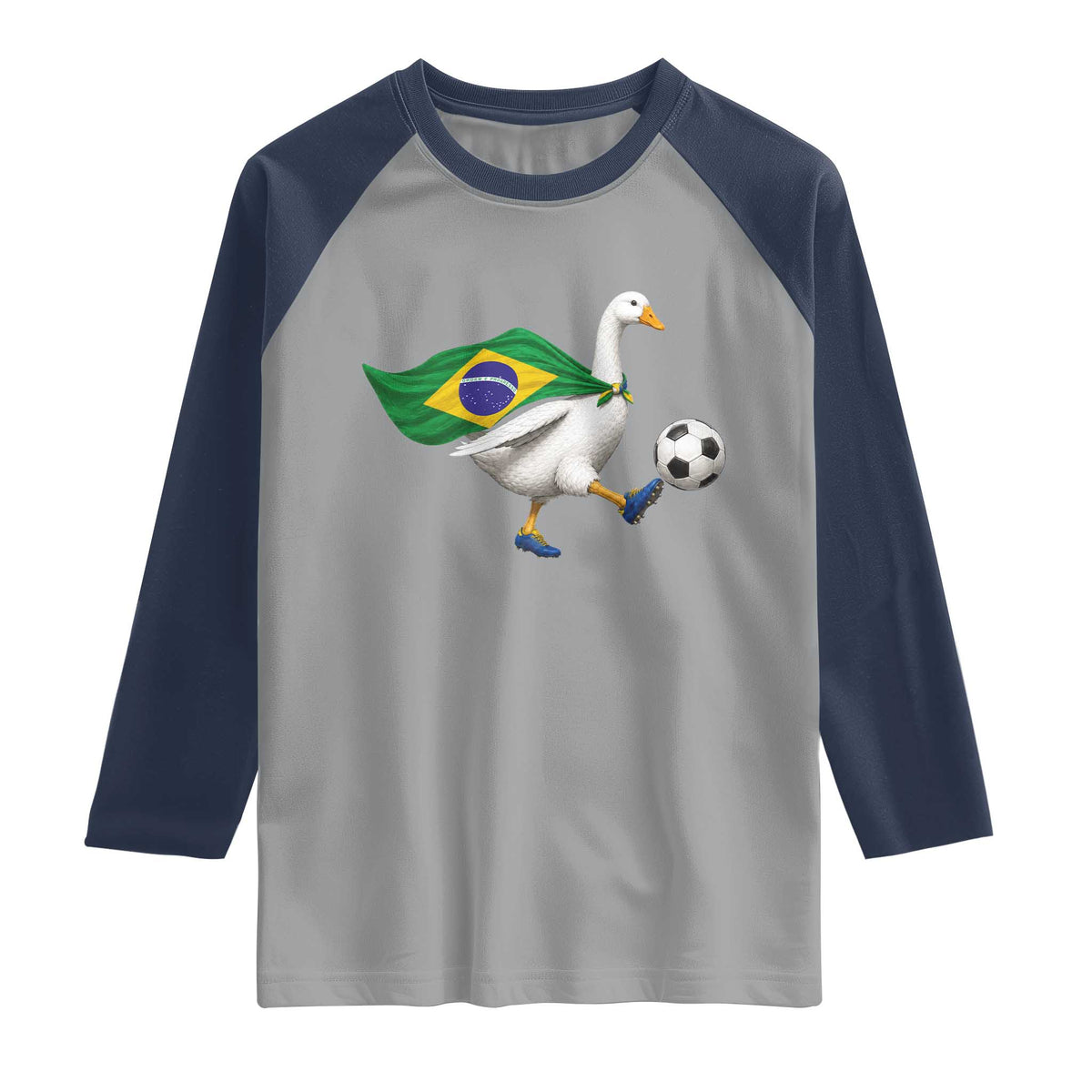 Brazil Soccer Goose Raglan Shirt Brazilian Flag Patriotic Football Fan Graphic