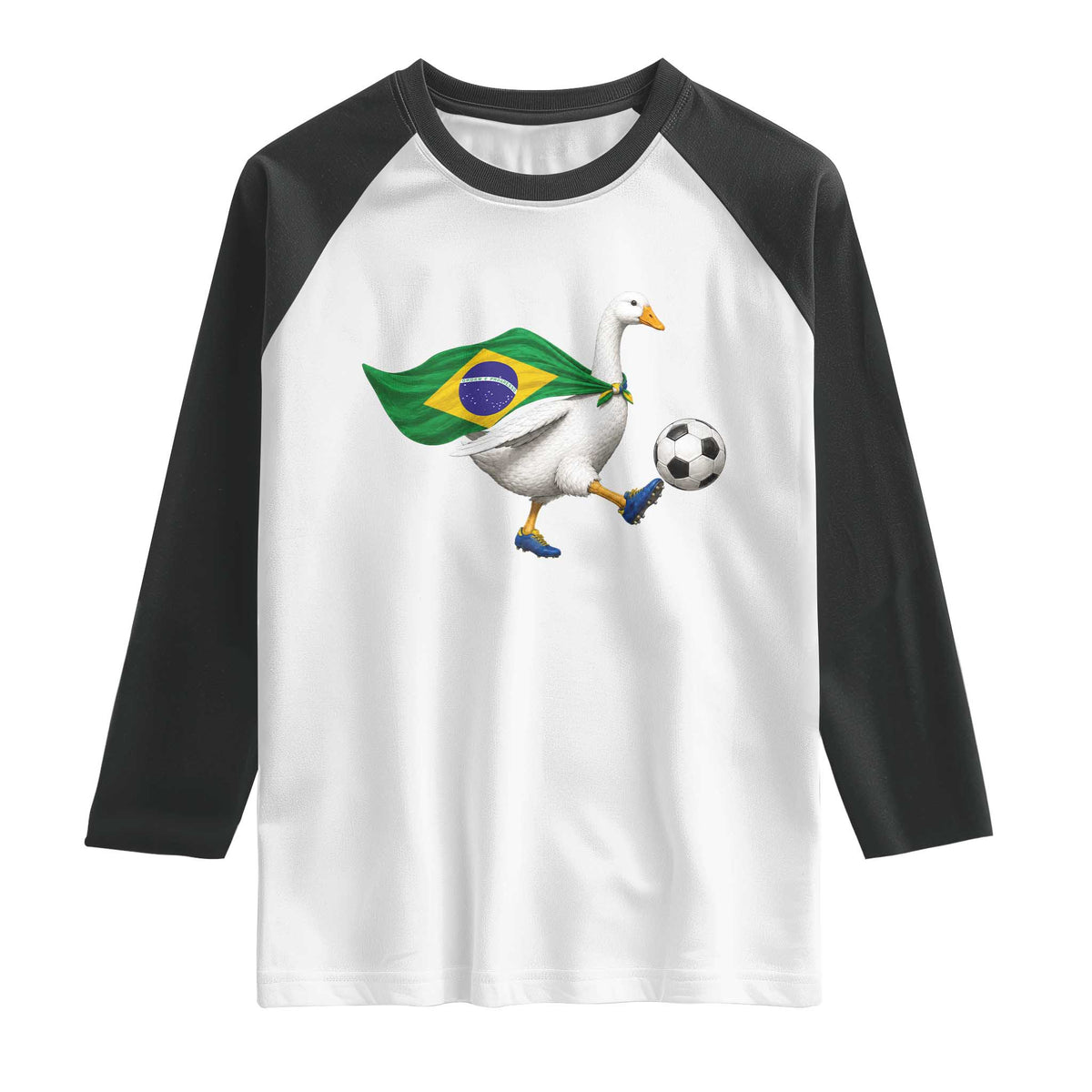 Brazil Soccer Goose Raglan Shirt Brazilian Flag Patriotic Football Fan Graphic