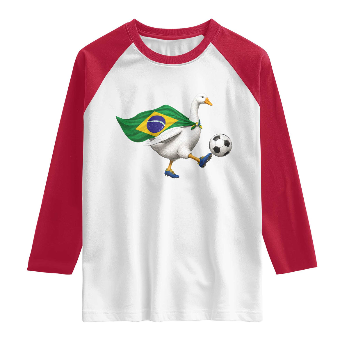 Brazil Soccer Goose Raglan Shirt Brazilian Flag Patriotic Football Fan Graphic