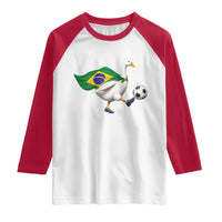 Brazil Soccer Goose Raglan Shirt Brazilian Flag Patriotic Football Fan Graphic