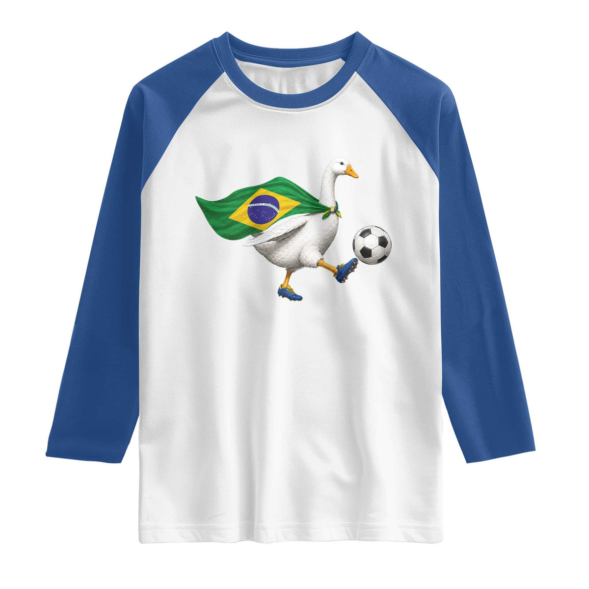 Brazil Soccer Goose Raglan Shirt Brazilian Flag Patriotic Football Fan Graphic