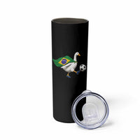 Brazil Soccer Goose Skinny Tumbler Brazilian Flag Patriotic Football Fan Graphic