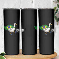 Brazil Soccer Goose Skinny Tumbler Brazilian Flag Patriotic Football Fan Graphic