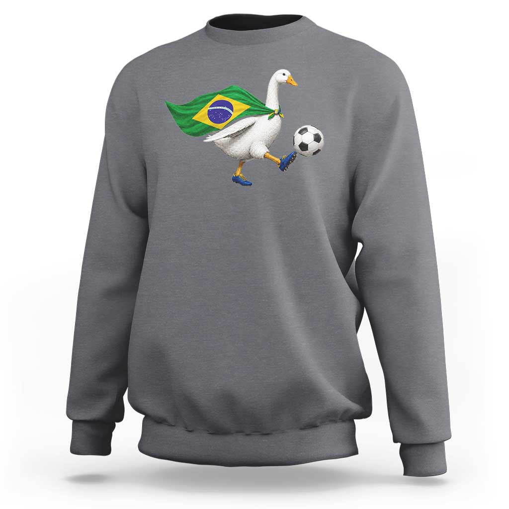Brazil Soccer Goose Sweatshirt Brazilian Flag Patriotic Football Fan Graphic