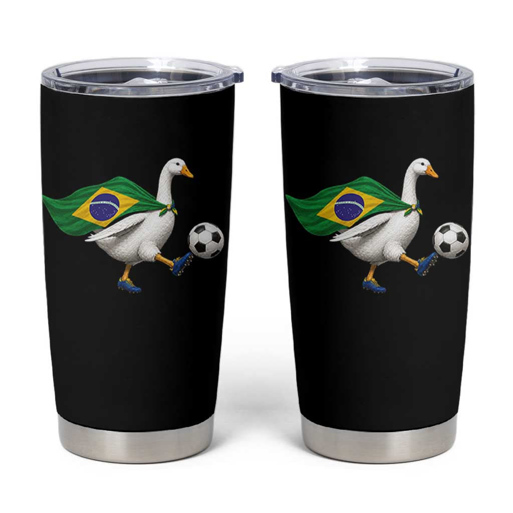 Brazil Soccer Goose Tumbler Cup Brazilian Flag Patriotic Football Fan Graphic