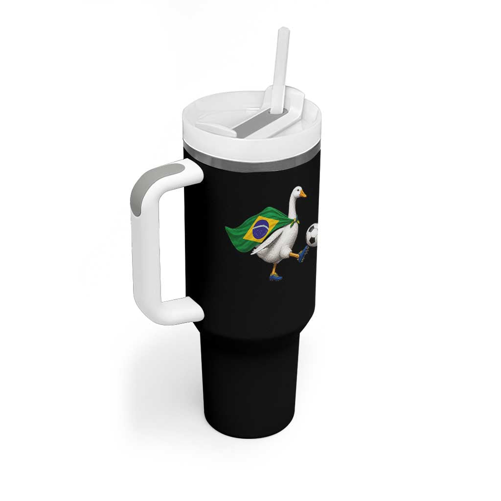 Brazil Soccer Goose Tumbler With Handle Brazilian Flag Patriotic Football Fan Graphic