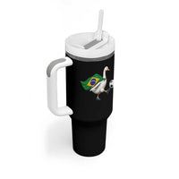 Brazil Soccer Goose Tumbler With Handle Brazilian Flag Patriotic Football Fan Graphic