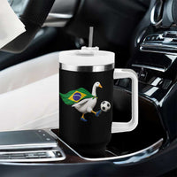 Brazil Soccer Goose Tumbler With Handle Brazilian Flag Patriotic Football Fan Graphic