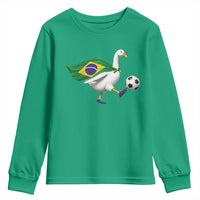 Brazil Soccer Goose Youth Sweatshirt Brazilian Flag Patriotic Football Fan Graphic