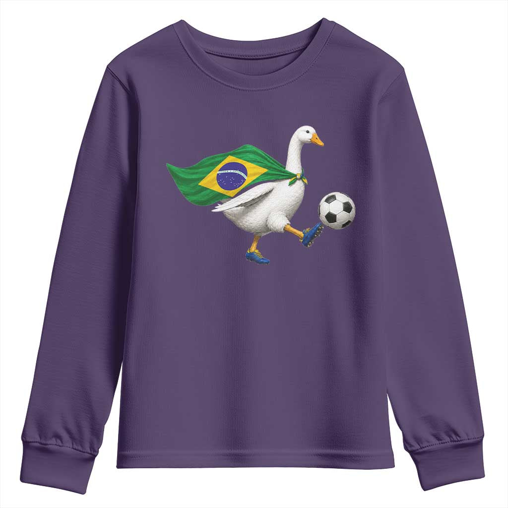 Brazil Soccer Goose Youth Sweatshirt Brazilian Flag Patriotic Football Fan Graphic