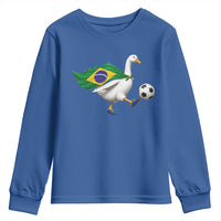 Brazil Soccer Goose Youth Sweatshirt Brazilian Flag Patriotic Football Fan Graphic