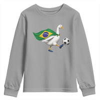 Brazil Soccer Goose Youth Sweatshirt Brazilian Flag Patriotic Football Fan Graphic