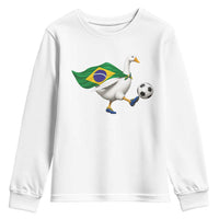 Brazil Soccer Goose Youth Sweatshirt Brazilian Flag Patriotic Football Fan Graphic