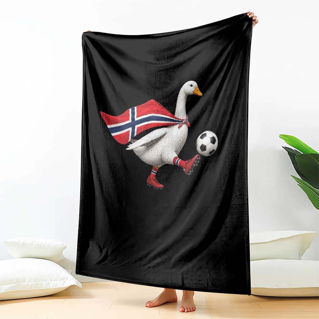 Norway Soccer Goose Throw Blanket Norwegian Flag Patriotic Football Fan Graphic