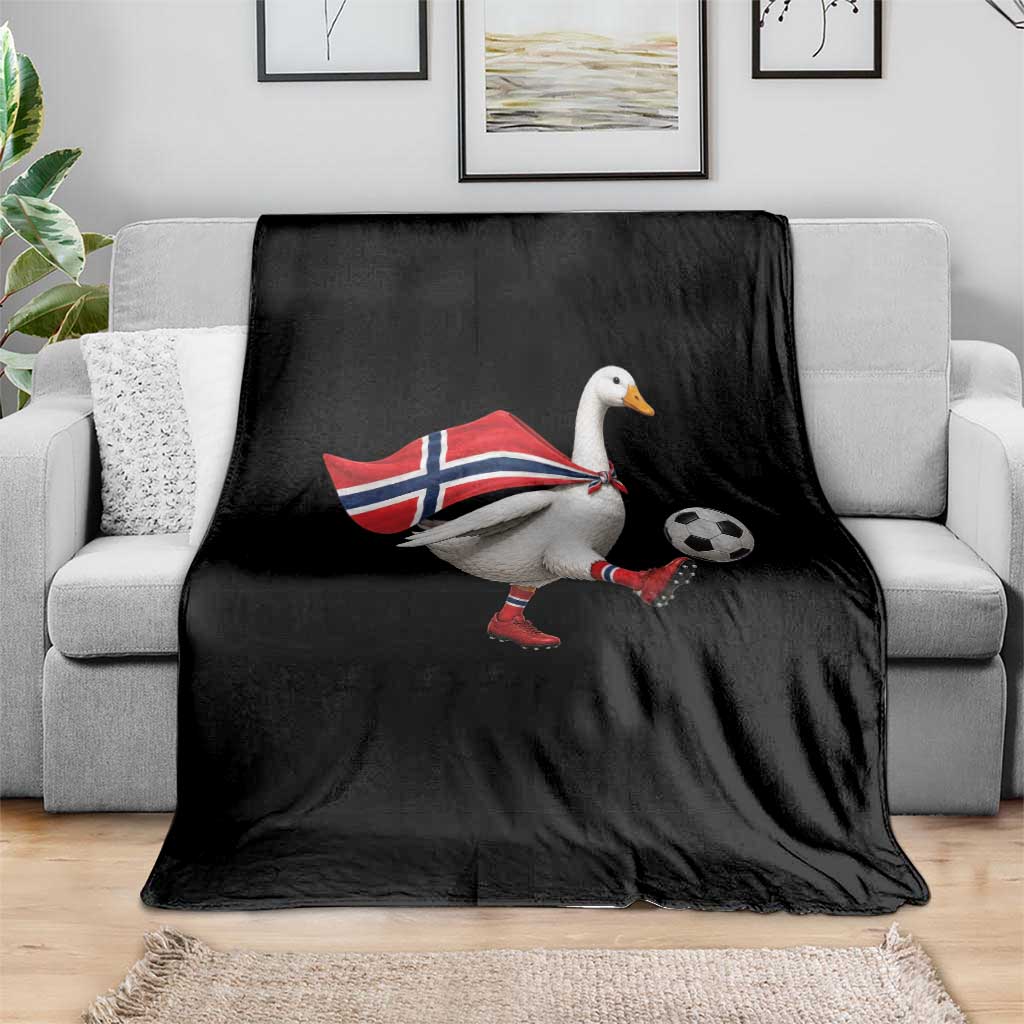 Norway Soccer Goose Throw Blanket Norwegian Flag Patriotic Football Fan Graphic