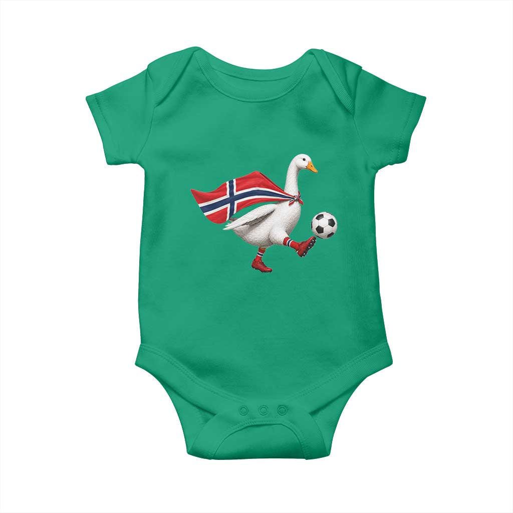 Norway Soccer Goose Baby Onesie Norwegian Flag Patriotic Football Fan Graphic