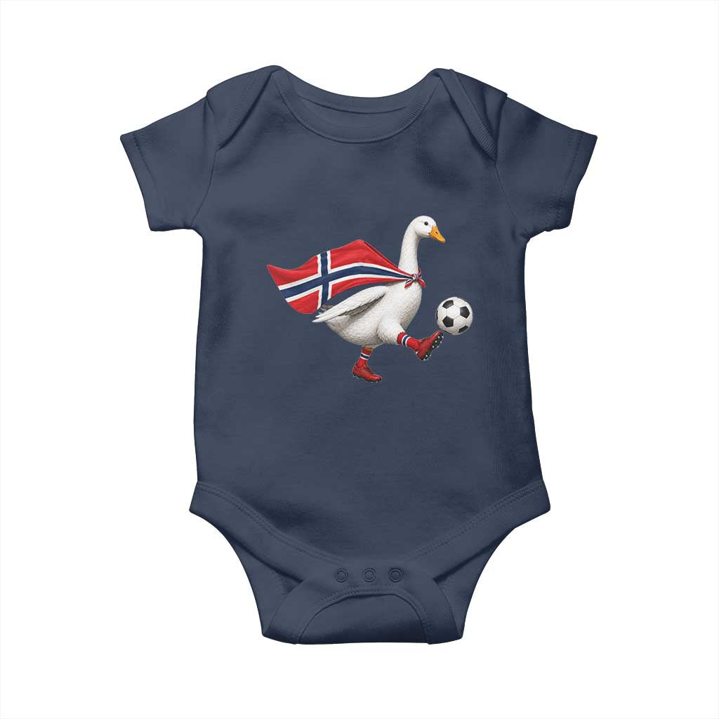 Norway Soccer Goose Baby Onesie Norwegian Flag Patriotic Football Fan Graphic