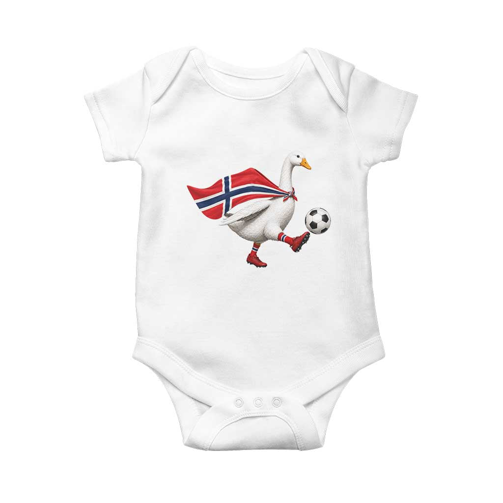 Norway Soccer Goose Baby Onesie Norwegian Flag Patriotic Football Fan Graphic