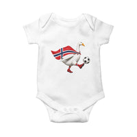 Norway Soccer Goose Baby Onesie Norwegian Flag Patriotic Football Fan Graphic