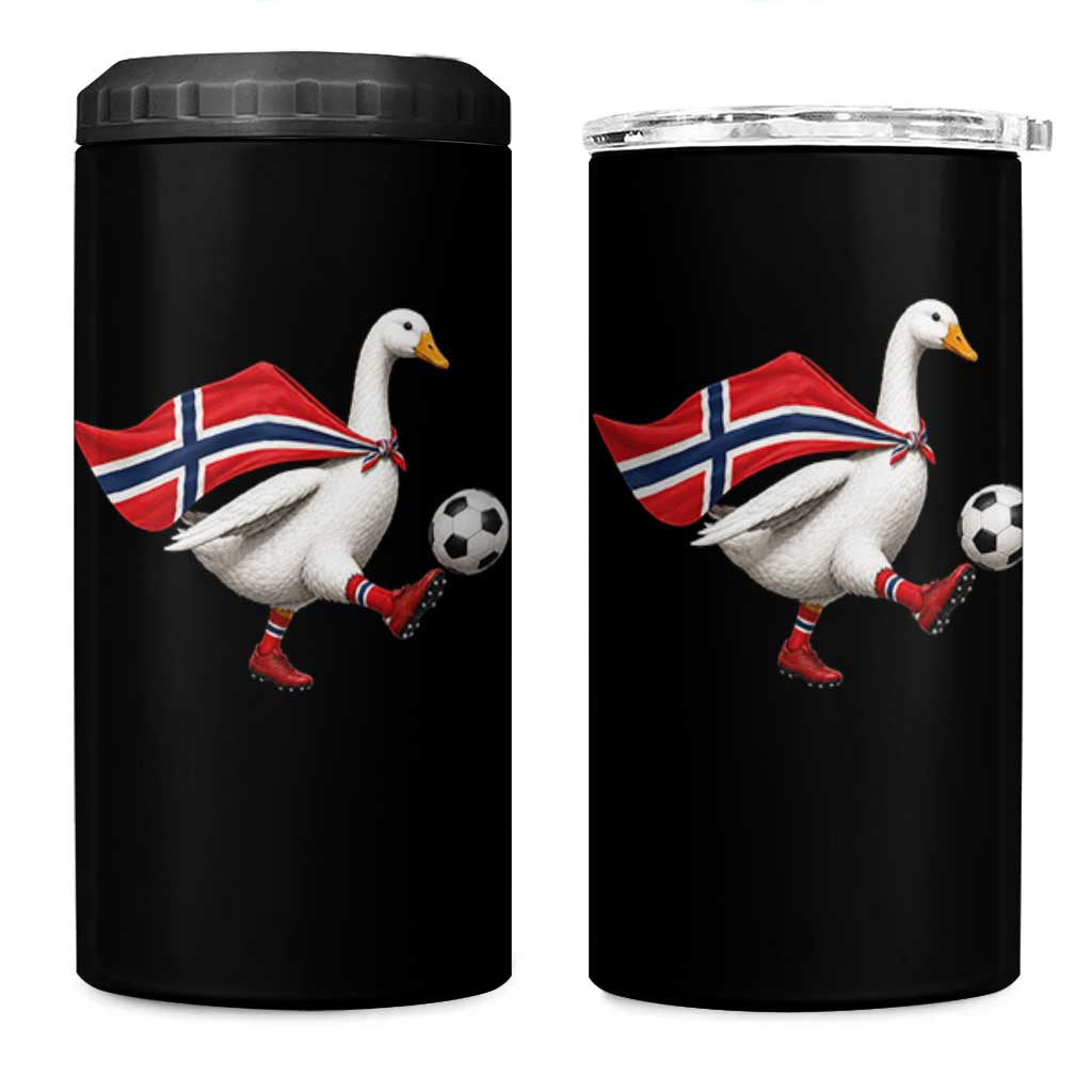 Norway Soccer Goose 4 in 1 Can Cooler Tumbler Norwegian Flag Patriotic Football Fan Graphic