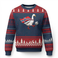 Norway Soccer Goose Ugly Christmas Sweater Norwegian Flag Patriotic Football Fan Graphic
