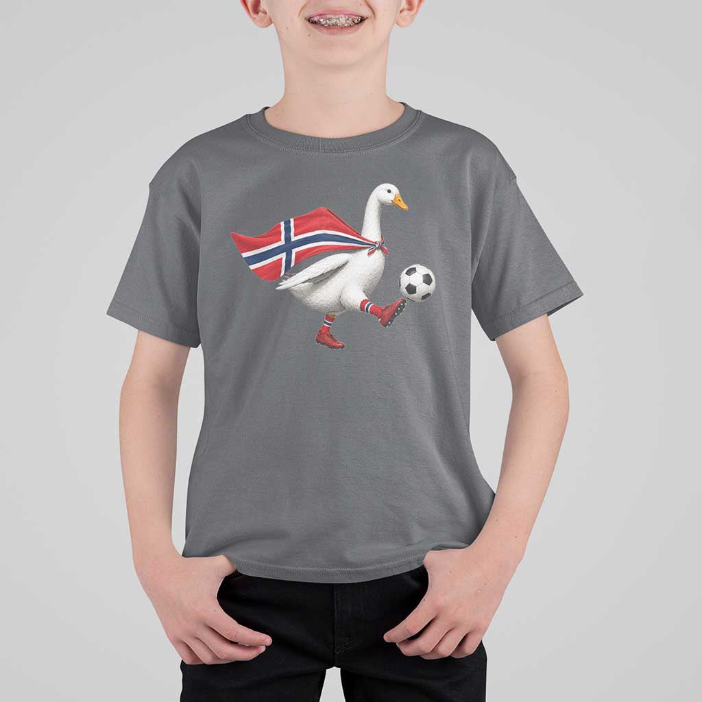 Norway Soccer Goose T Shirt For Kid Norwegian Flag Patriotic Football Fan Graphic