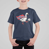 Norway Soccer Goose T Shirt For Kid Norwegian Flag Patriotic Football Fan Graphic