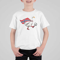 Norway Soccer Goose T Shirt For Kid Norwegian Flag Patriotic Football Fan Graphic
