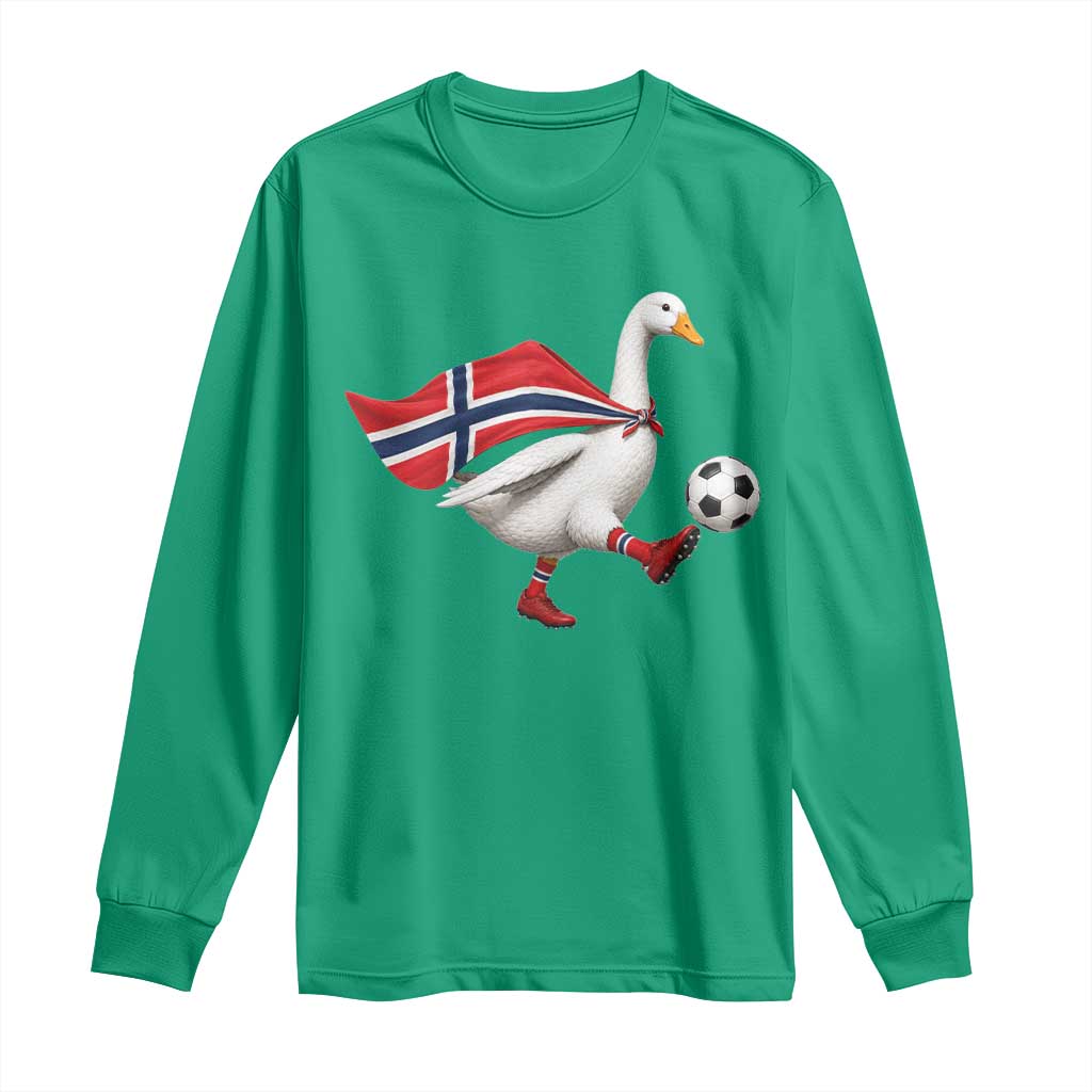 Norway Soccer Goose Long Sleeve Shirt Norwegian Flag Patriotic Football Fan Graphic
