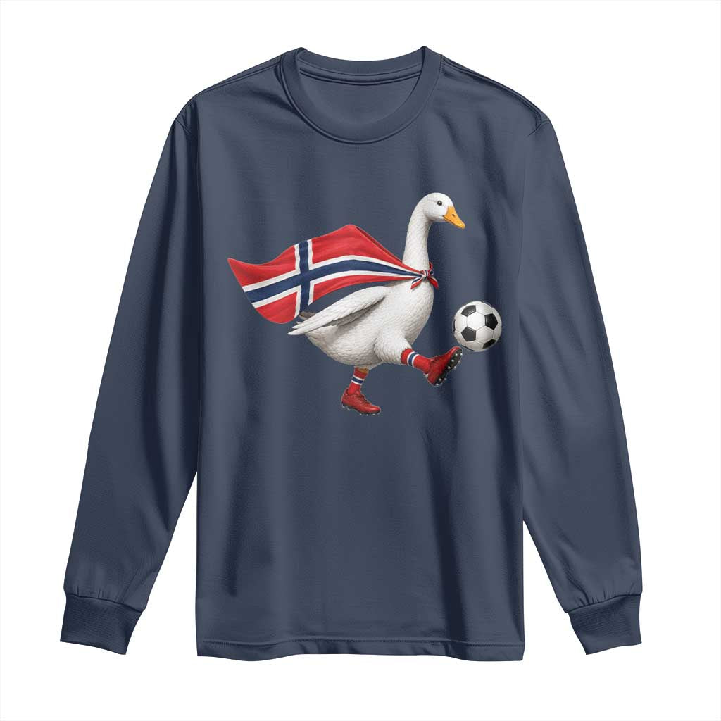 Norway Soccer Goose Long Sleeve Shirt Norwegian Flag Patriotic Football Fan Graphic