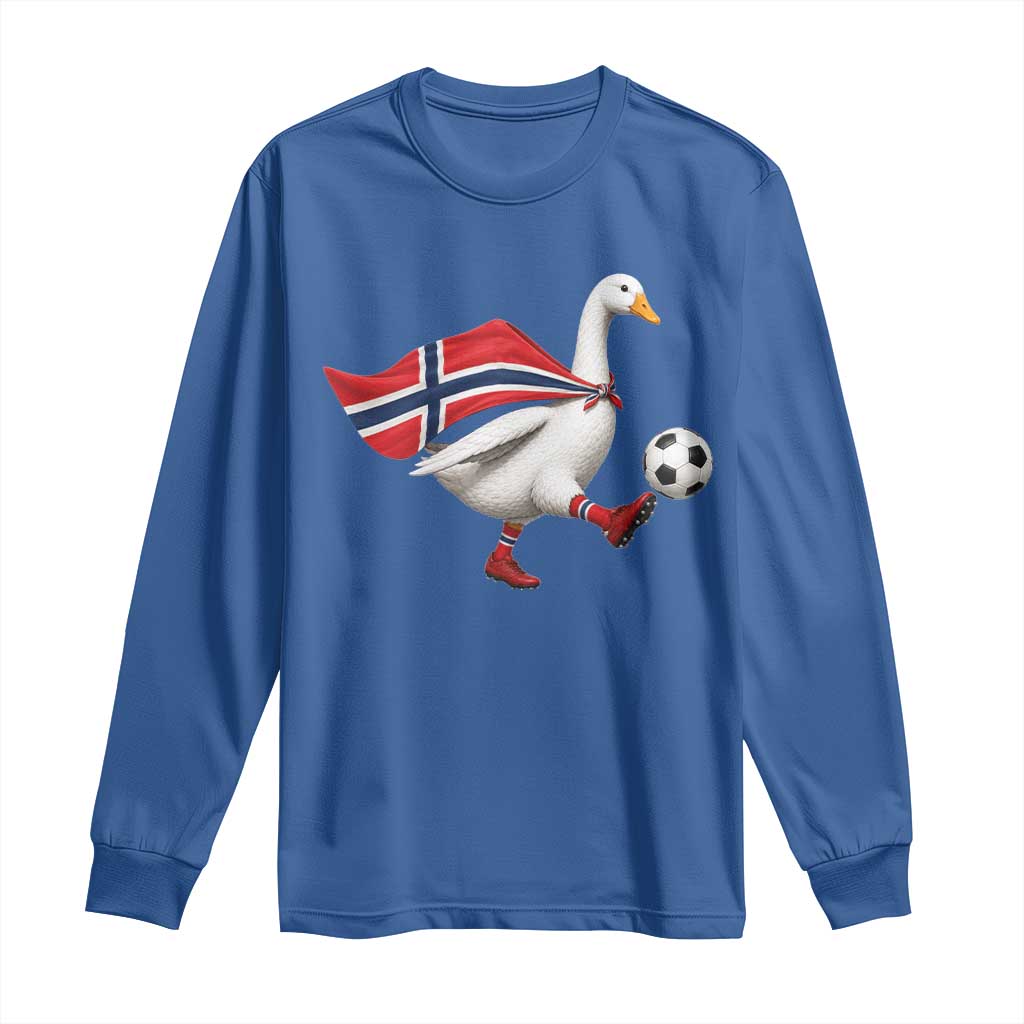 Norway Soccer Goose Long Sleeve Shirt Norwegian Flag Patriotic Football Fan Graphic