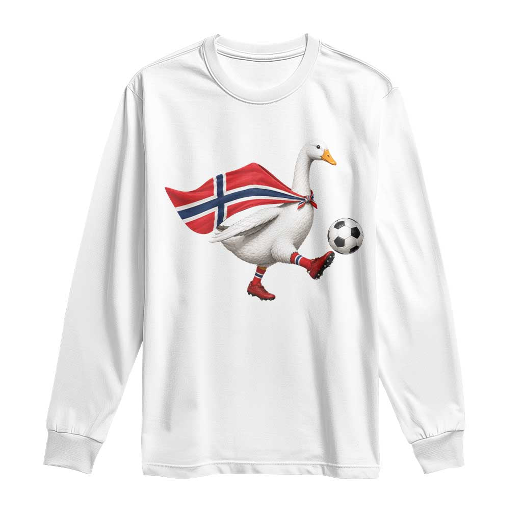 Norway Soccer Goose Long Sleeve Shirt Norwegian Flag Patriotic Football Fan Graphic