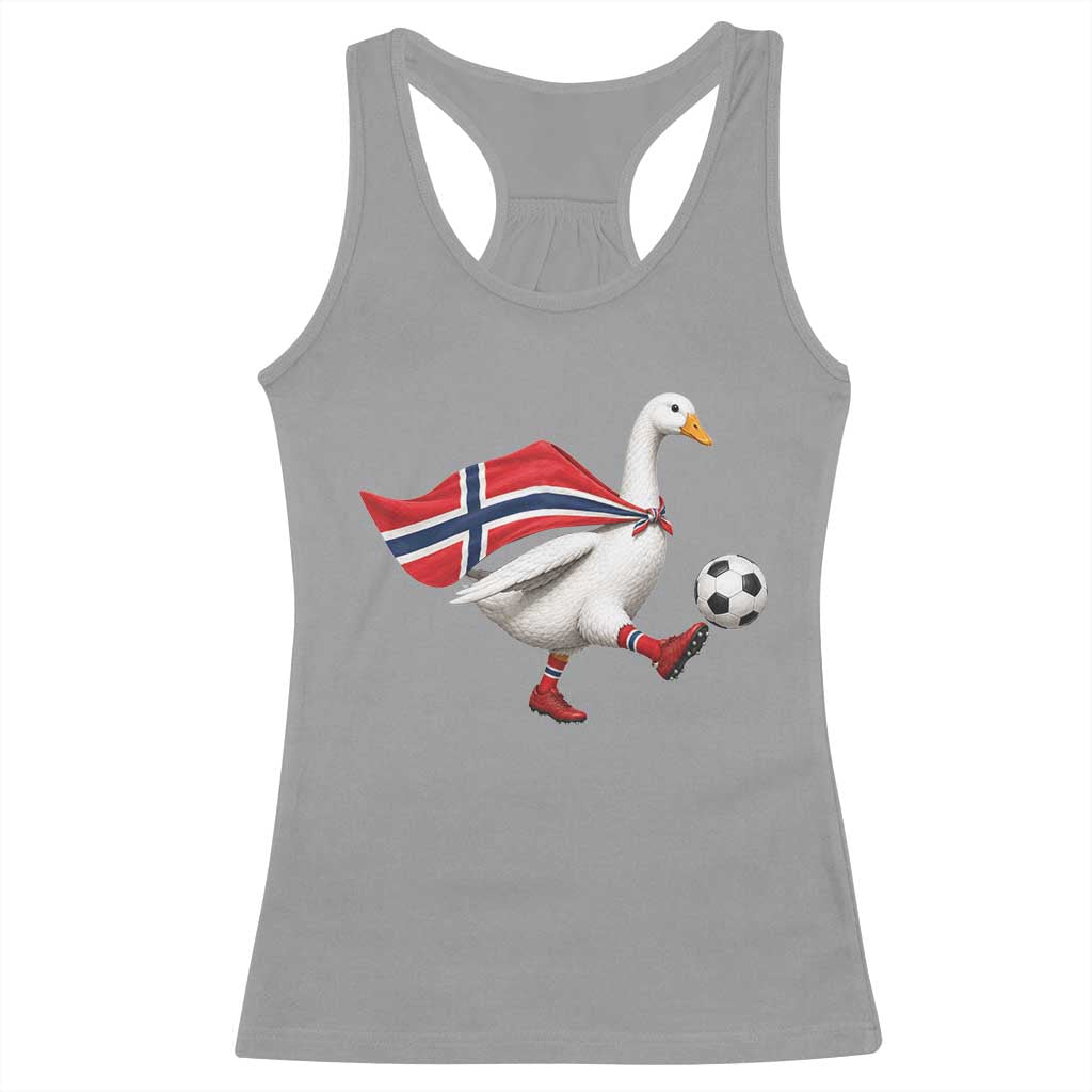 Norway Soccer Goose Racerback Tank Top Norwegian Flag Patriotic Football Fan Graphic