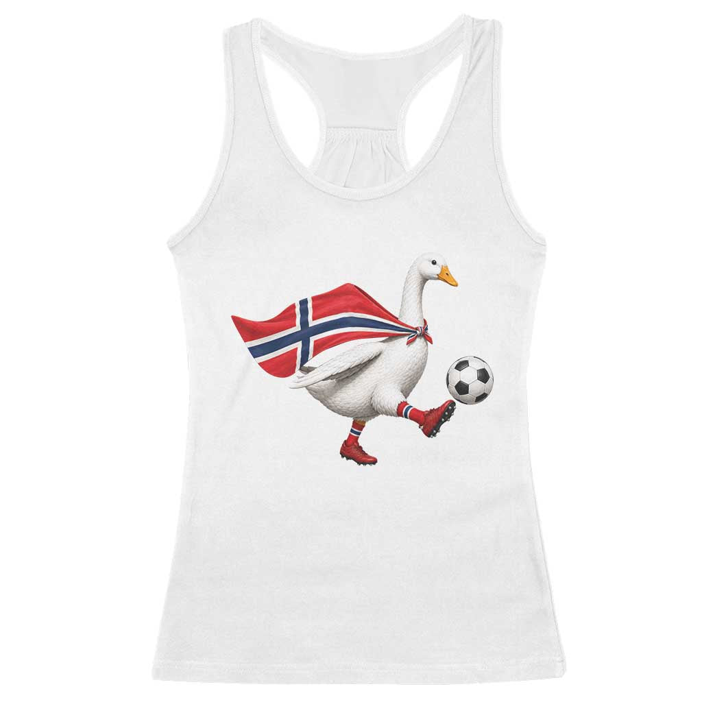 Norway Soccer Goose Racerback Tank Top Norwegian Flag Patriotic Football Fan Graphic
