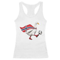 Norway Soccer Goose Racerback Tank Top Norwegian Flag Patriotic Football Fan Graphic