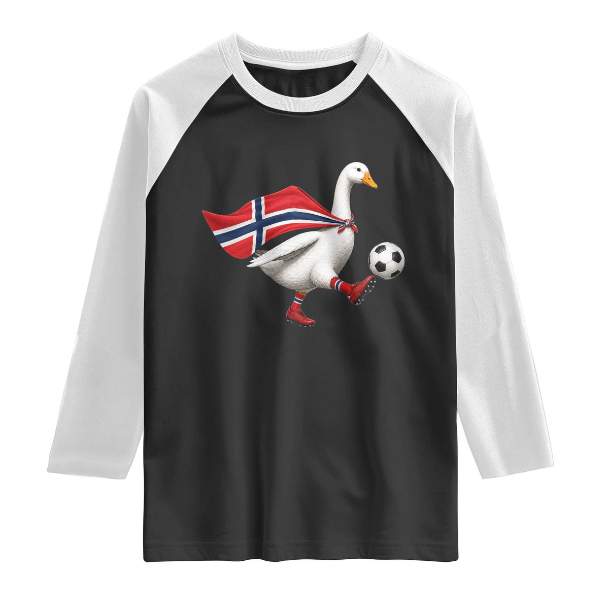 Norway Soccer Goose Raglan Shirt Norwegian Flag Patriotic Football Fan Graphic