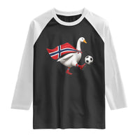 Norway Soccer Goose Raglan Shirt Norwegian Flag Patriotic Football Fan Graphic
