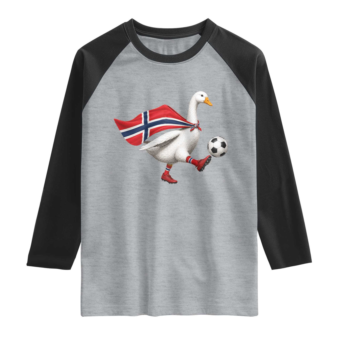 Norway Soccer Goose Raglan Shirt Norwegian Flag Patriotic Football Fan Graphic