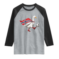 Norway Soccer Goose Raglan Shirt Norwegian Flag Patriotic Football Fan Graphic