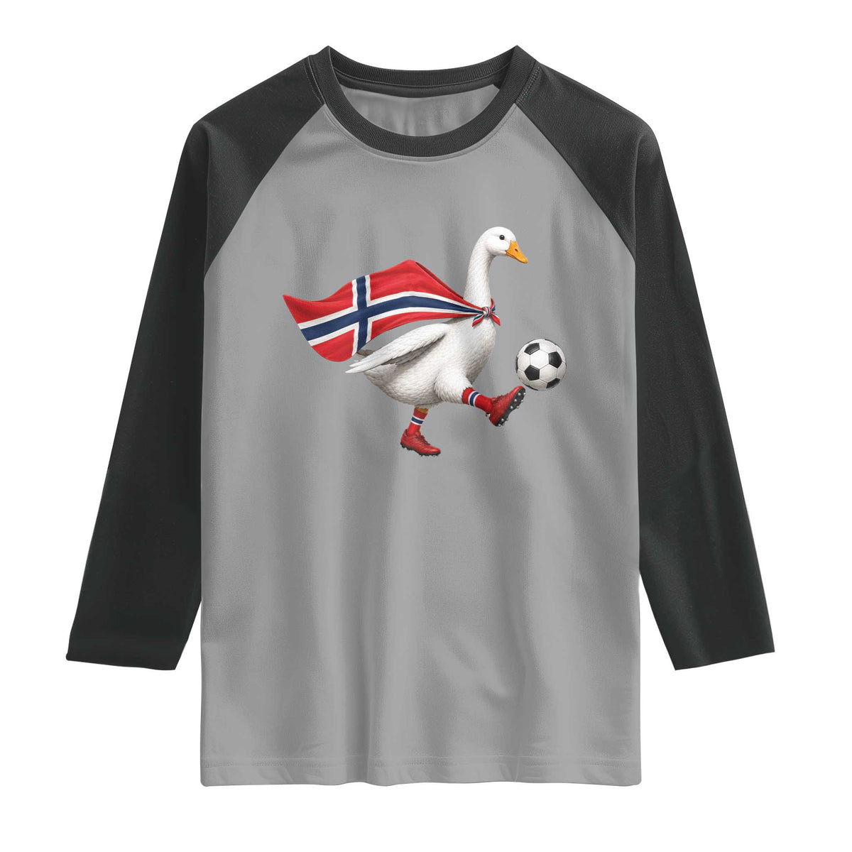 Norway Soccer Goose Raglan Shirt Norwegian Flag Patriotic Football Fan Graphic