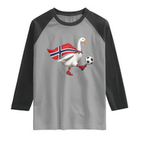 Norway Soccer Goose Raglan Shirt Norwegian Flag Patriotic Football Fan Graphic