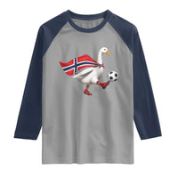 Norway Soccer Goose Raglan Shirt Norwegian Flag Patriotic Football Fan Graphic