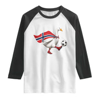 Norway Soccer Goose Raglan Shirt Norwegian Flag Patriotic Football Fan Graphic